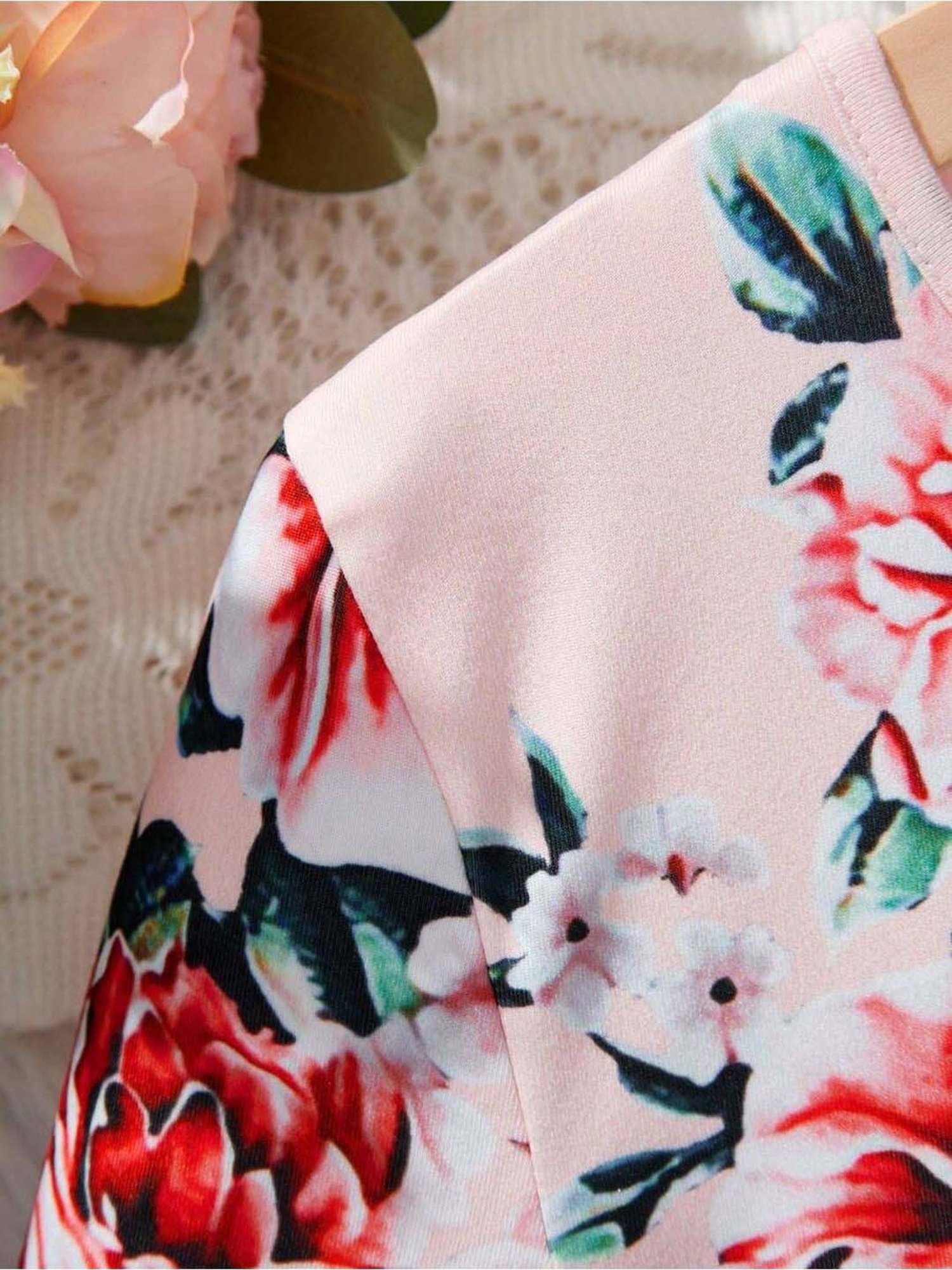 Bolly Lounge Girls Baby Pink Floral Full Sleeves Dress