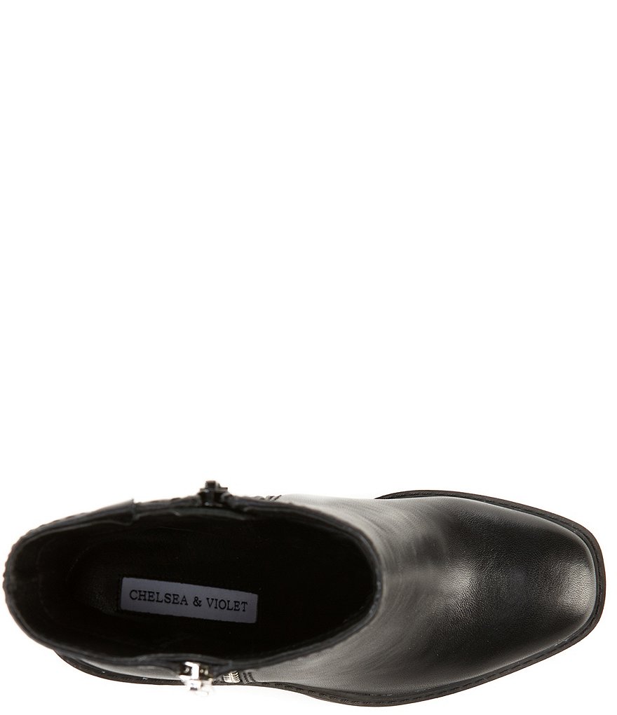 Chelsea & Violet Falla Double-Zip Lugged Block Heel Booties