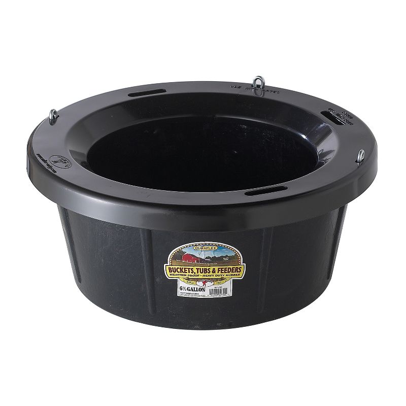 Little Giant HP750 Rubber Tub with Metal Hanging Hooks 6.5 Gallon Capacity Great for Indoor and Outdoor, Black