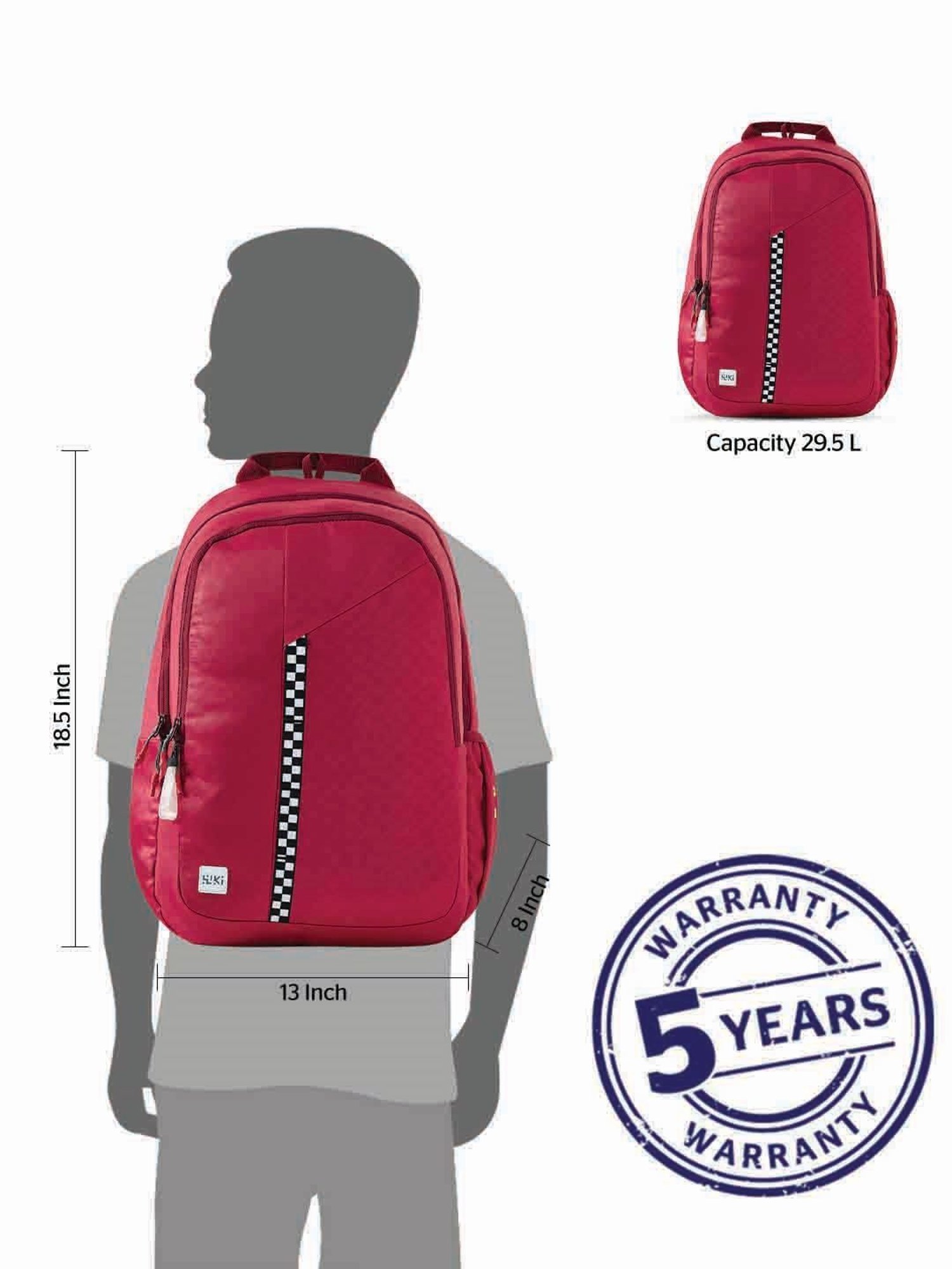 Wiki Back to School 1 Red Polyester Printed Backpack - 30 Ltrs