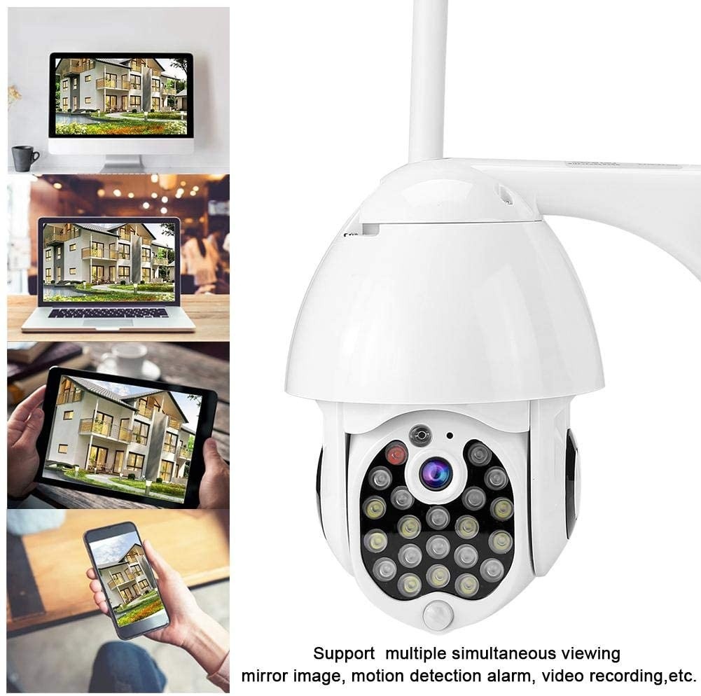 1080P Wireless WiFi PTZ Camera, CCTV Intelligent Surveillance Security Camera for Home and Outdoor, with 21 LED Night Vision, Smart Alarm, IP 66 Waterproof and Voice Intercom(US)