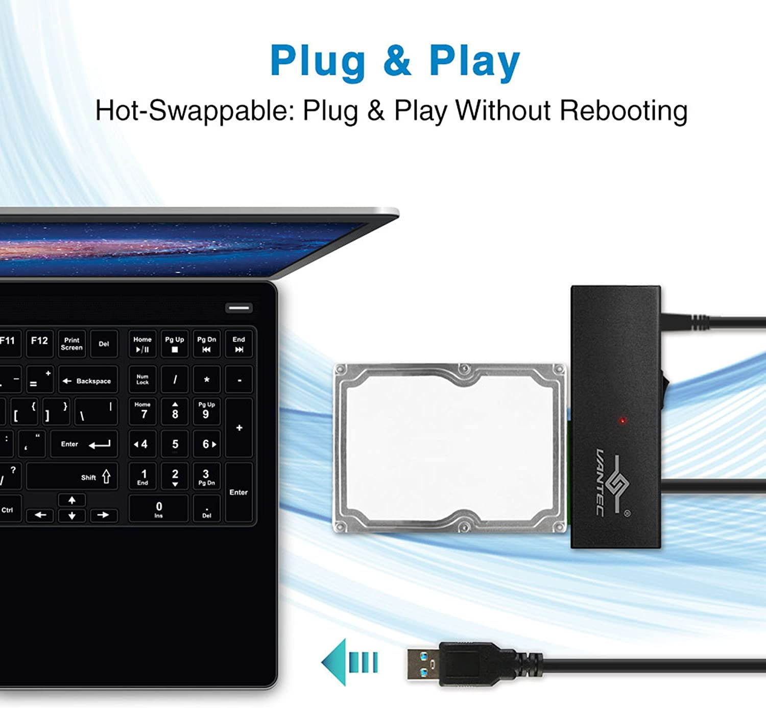 Vantec CB-ST00U3 NexStar USB 3.0 to SATA 6Gbps Optical/Storage Adapter, Black