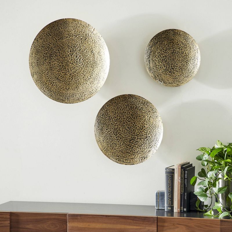 (Set of 3) 22" x 22" Metal Round Wall Decor Gold - Venus Williams Collection