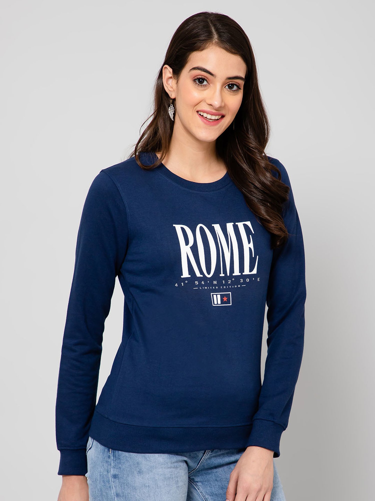 Crozo By Cantabil Navy Graphic Print Sweatshirt