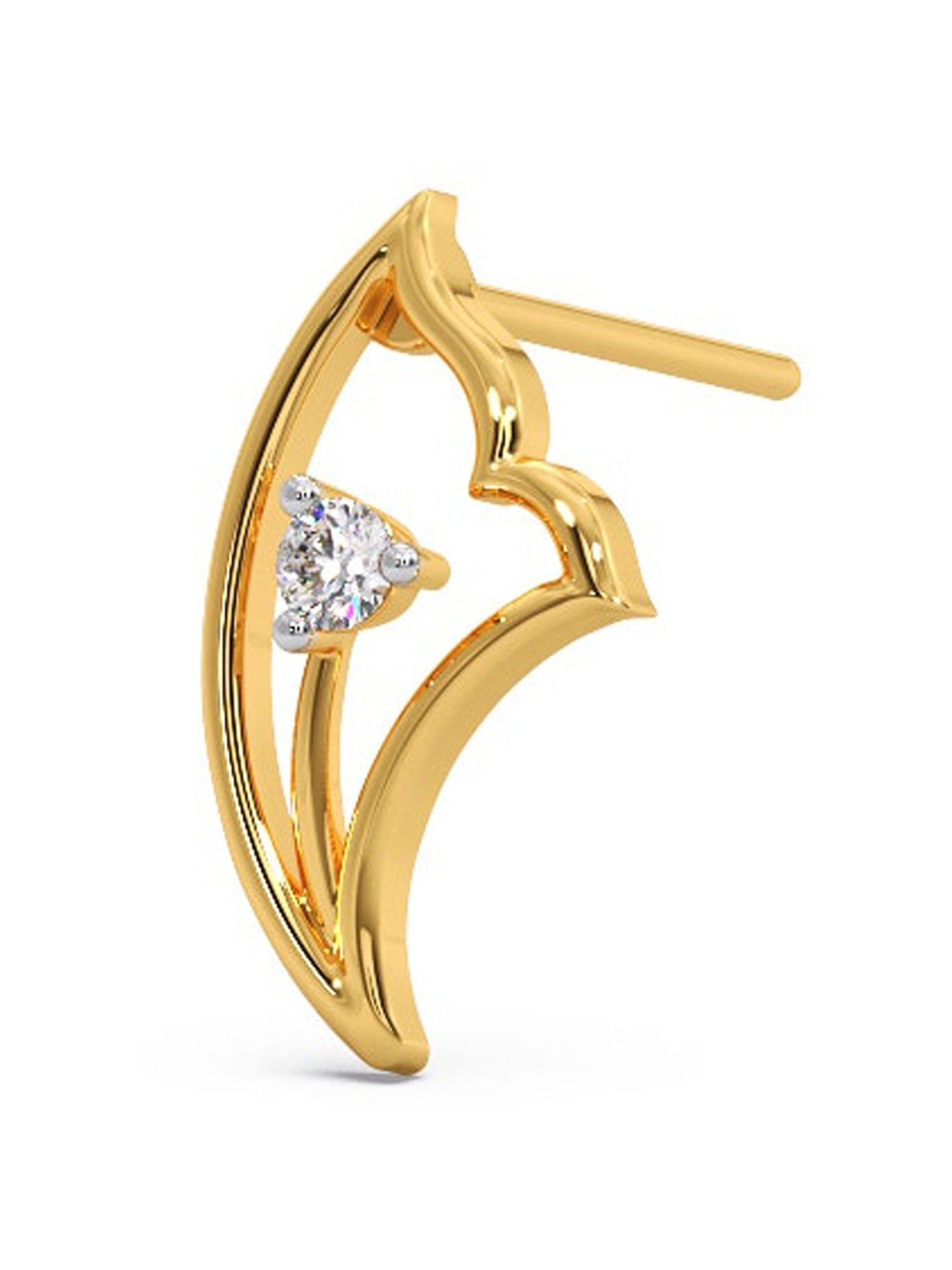 Candere by Kalyan Jewellers Stylish 18K Yellow Gold and Diamond Stud Earrings