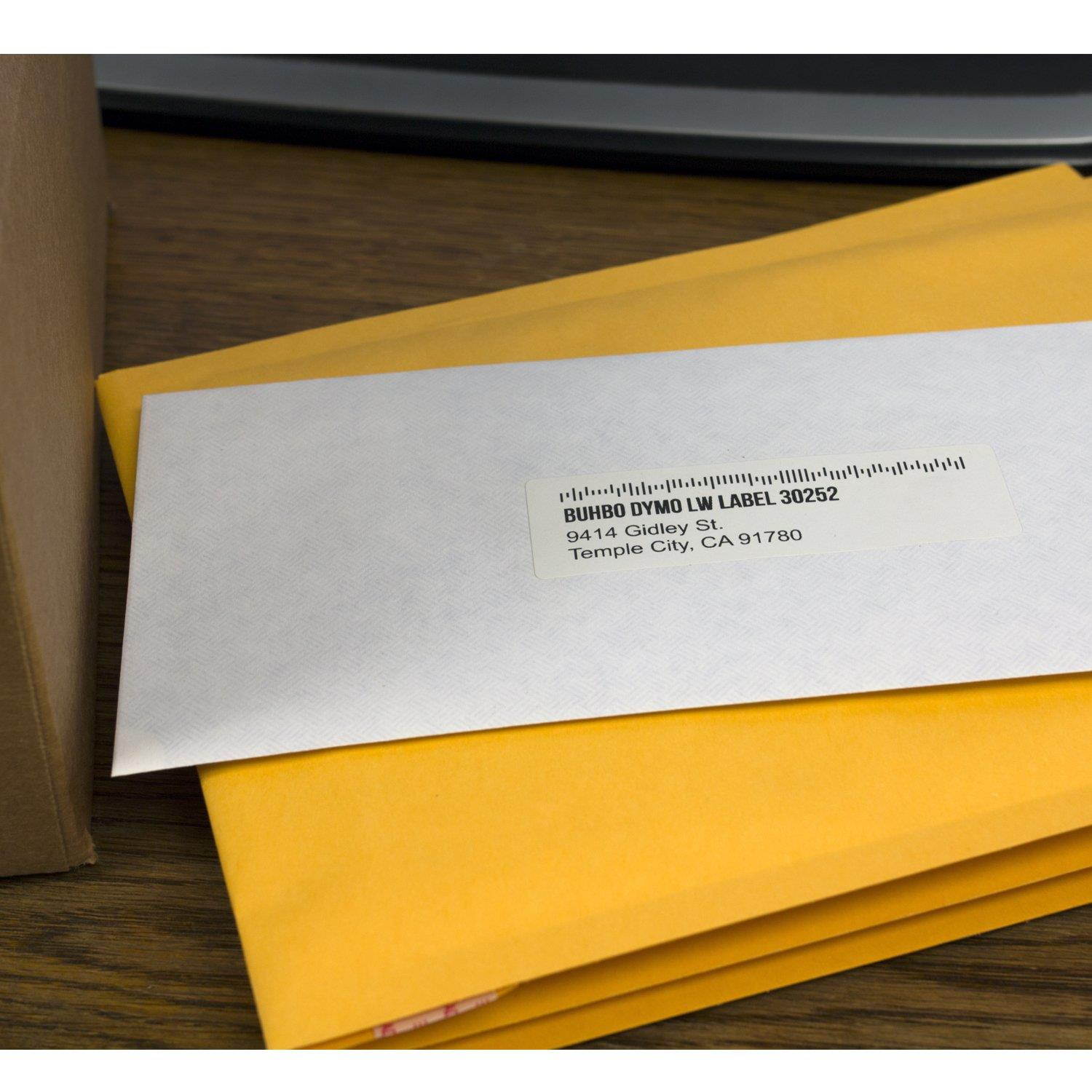 Buhbo DYMO LabelWriter LW 1-1/8" x 3-1/2" White Mailing Address Label 30252 (8 Pack / 350 Labels per Roll)