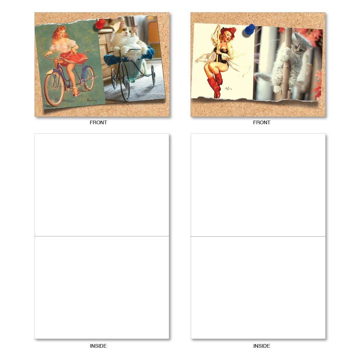 10 Hilarious Note Cards for All Occasions - Assorted &lsquo;Cats and Chicks&rsquo; Blank Greeting Cards with Envelopes - Stationery for Weddings, Birthdays, Holidays & Gratitude - NobleWorks #M6484OCB