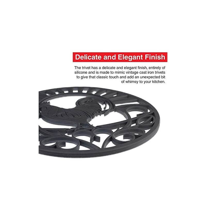 Trivet Set for Hot Dishes, Pots & Pans. These Kitchen Hot Pads 'Fleur De Lis' Design (Symbol of Royalty) Mimics Cast Iron Trivets Without Scratching (7.5 inch Round, Set of 3, Coral Red)