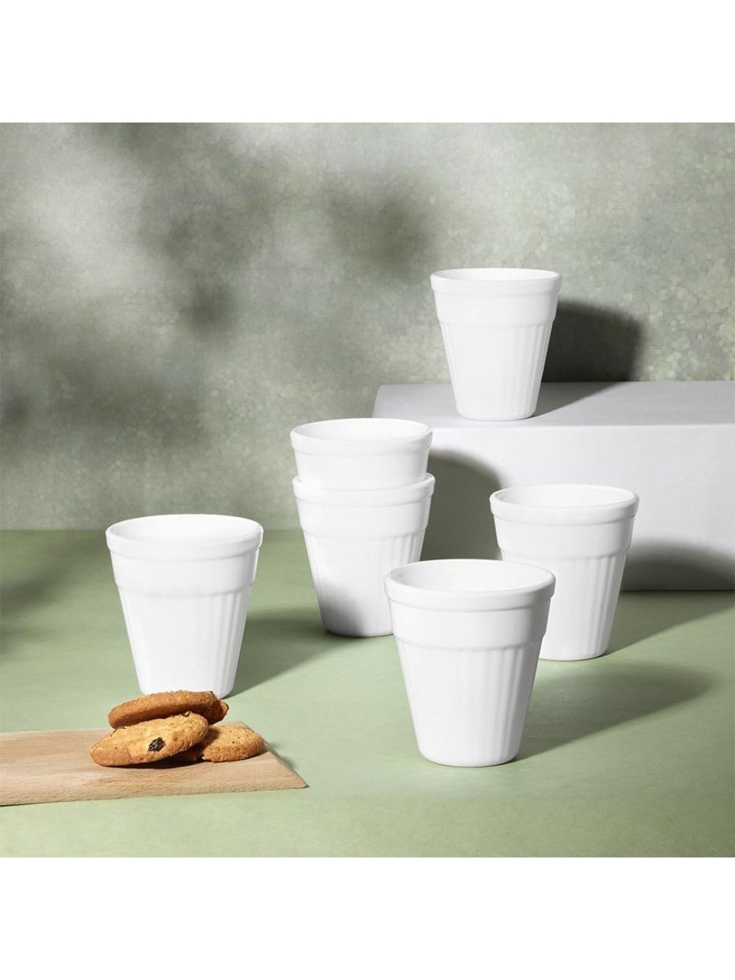 Larah by Borosil White Ceramic Opalware Mug - Set of 6 200ml