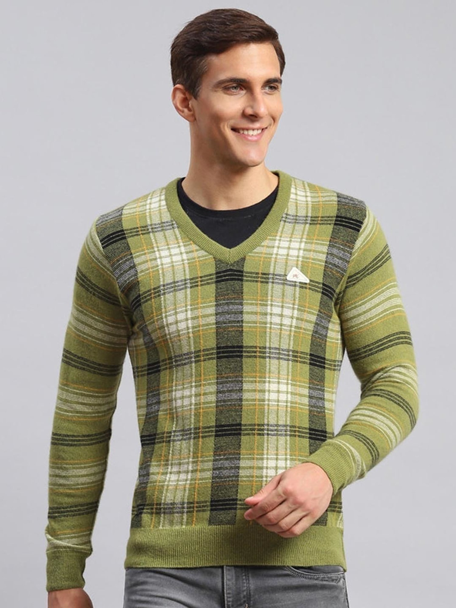 Monte Carlo Green Regular Fit Checks Pullover