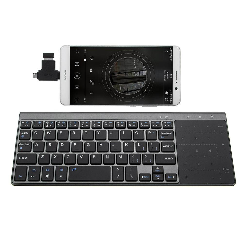 JP136 Ultra Thin 2.4GHz Wireless Keyboard with Touch Pad for Laptops Desktop Computers - Grey - Grey