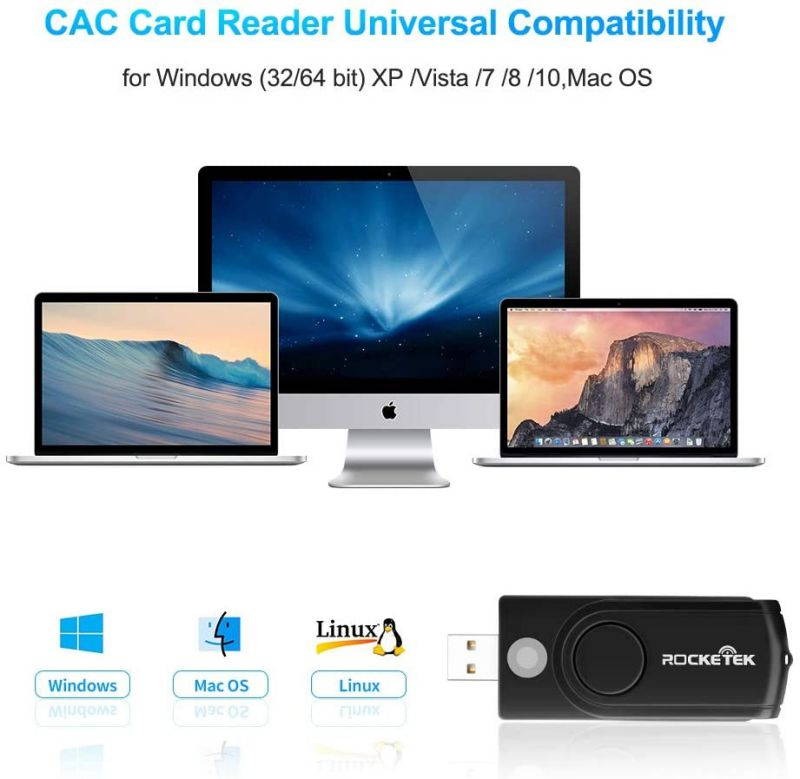 Smart Card Reader USB 4 Ports USB Hub, DOD Military USB Common Access CAC Card,SDHC/SDXC/SD&Micro SD Card Reader for SIM and MMC RS&4.0 Applicable System Windows, Linux/Unix, MacOS X