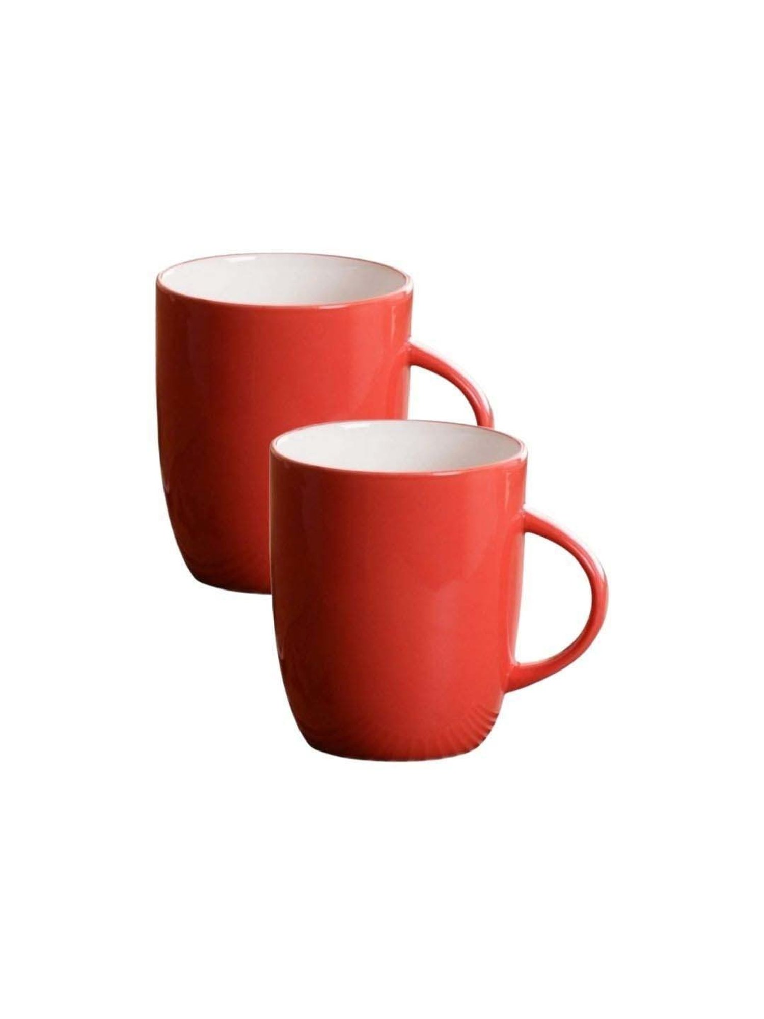 Clay Craft Red & White Ceramic 8.2 cm Milk Mug (0.34 L) - Set of 2