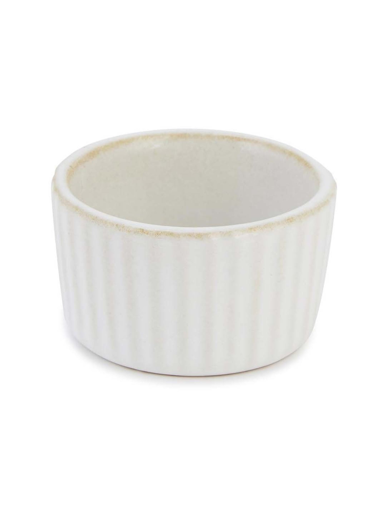 Fabindia Anaarbagh White Ceramic 1 Platters & 1 Dip Bowl