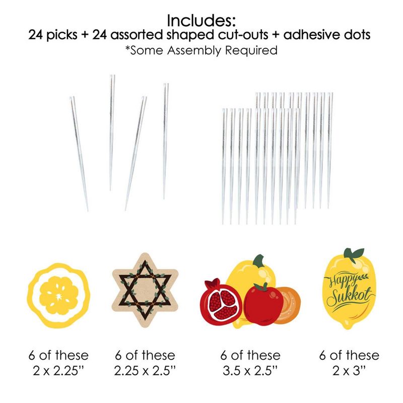 Big Dot of Happiness Sukkot - Dessert Cupcake Toppers - Sukkah Clear Treat Picks - Set of 24