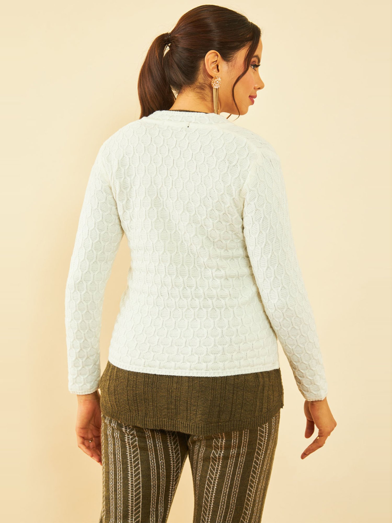 Soch White Crochet Pattern Cardigan