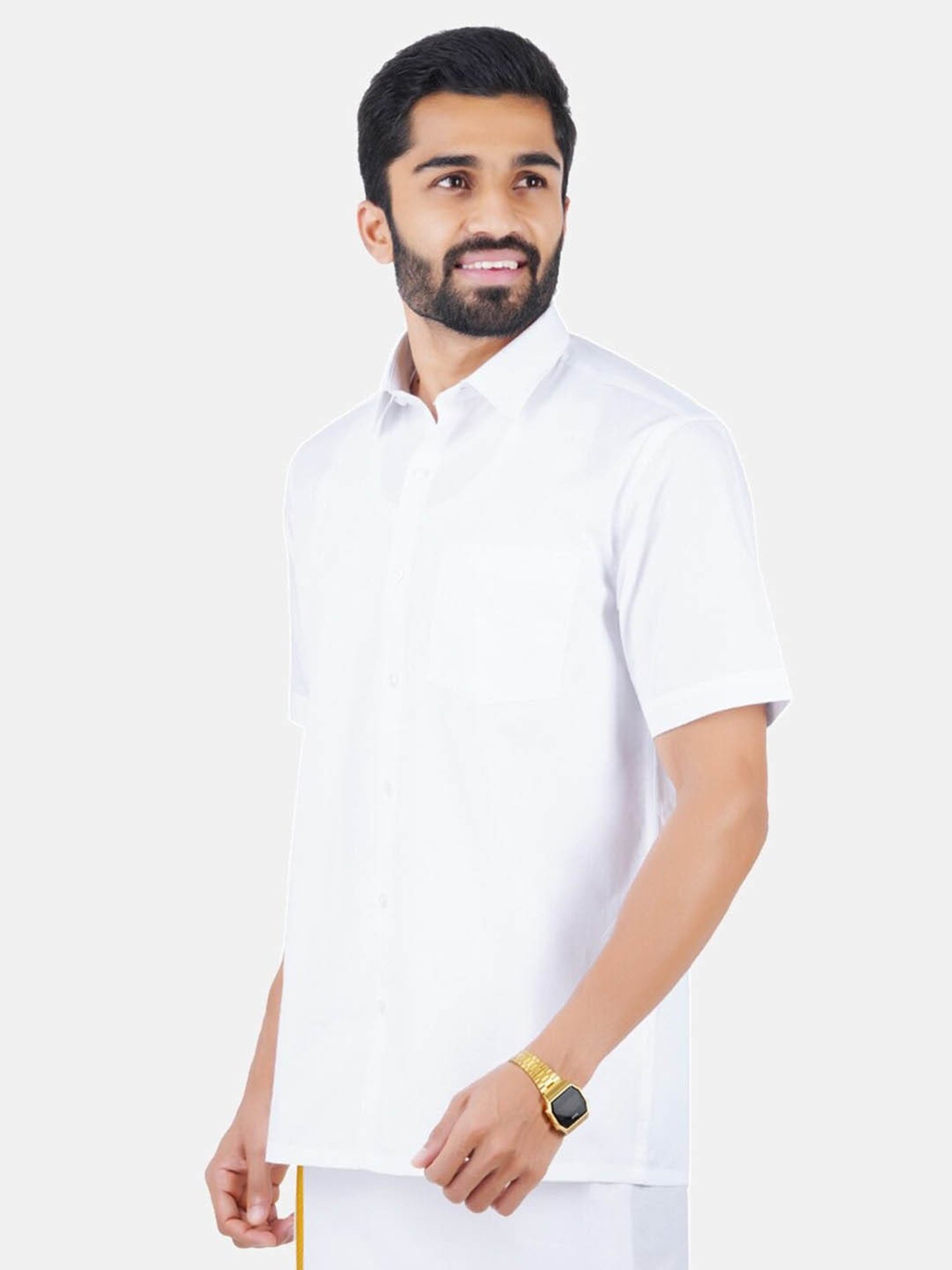 Ramraj Red Cotton Regular Fit Shirt