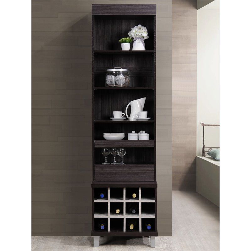 Tall Standing Wine Hutch in Chocolate - Hodedah