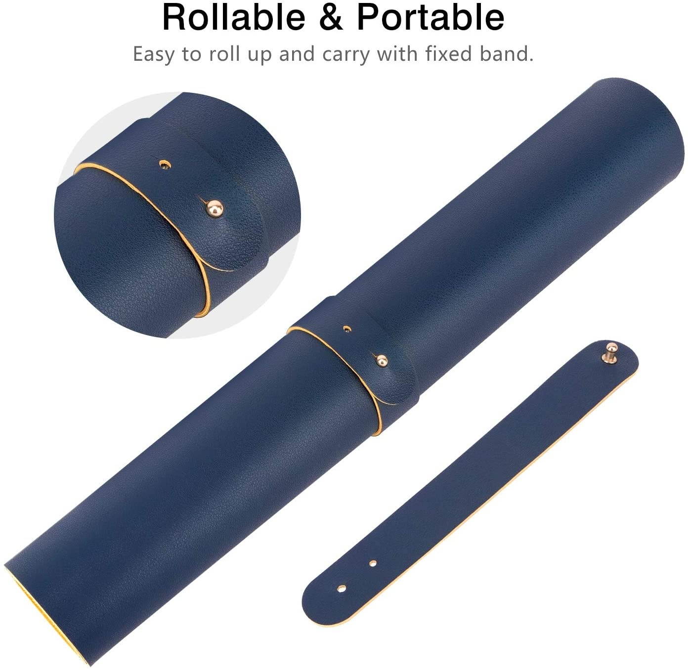 MoKo Computer Desk Mat - PU Large Extended Gaming Mouse Pad, Non-Slip Keyboard Mouse Mat, Waterproof Office Writing Desk Pad Protector, 31.5 x 15.7 x 0.08 Inch - Double Side Royal Blue/Yellow