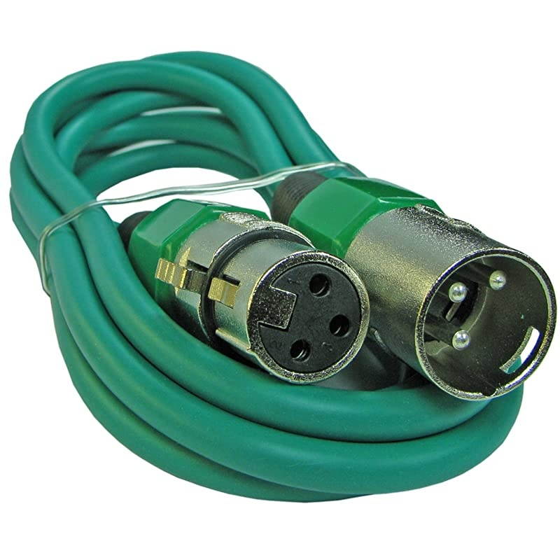 Male to Female 3pin Mic Microphone Loz Extension Cable Cord 10 Foot Feet ft Green