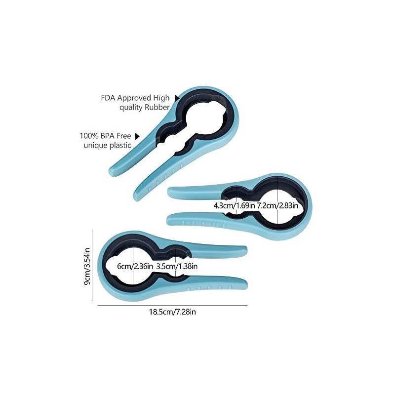 Rubber Jar Opener for Weak Hands or Seniors with Arthritis- 4 in 1 Can Opener Bottle Opener with Easy Grip & Non-Slip Handle for Arthritic Hands - Kitchen Cooking Gadgets (Blue,1 Pack)