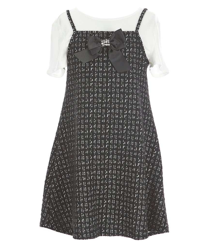 Honey And Rosie Big Girls 7-16 Solid Cami & Plaid Jumper Dress 3-Piece Set