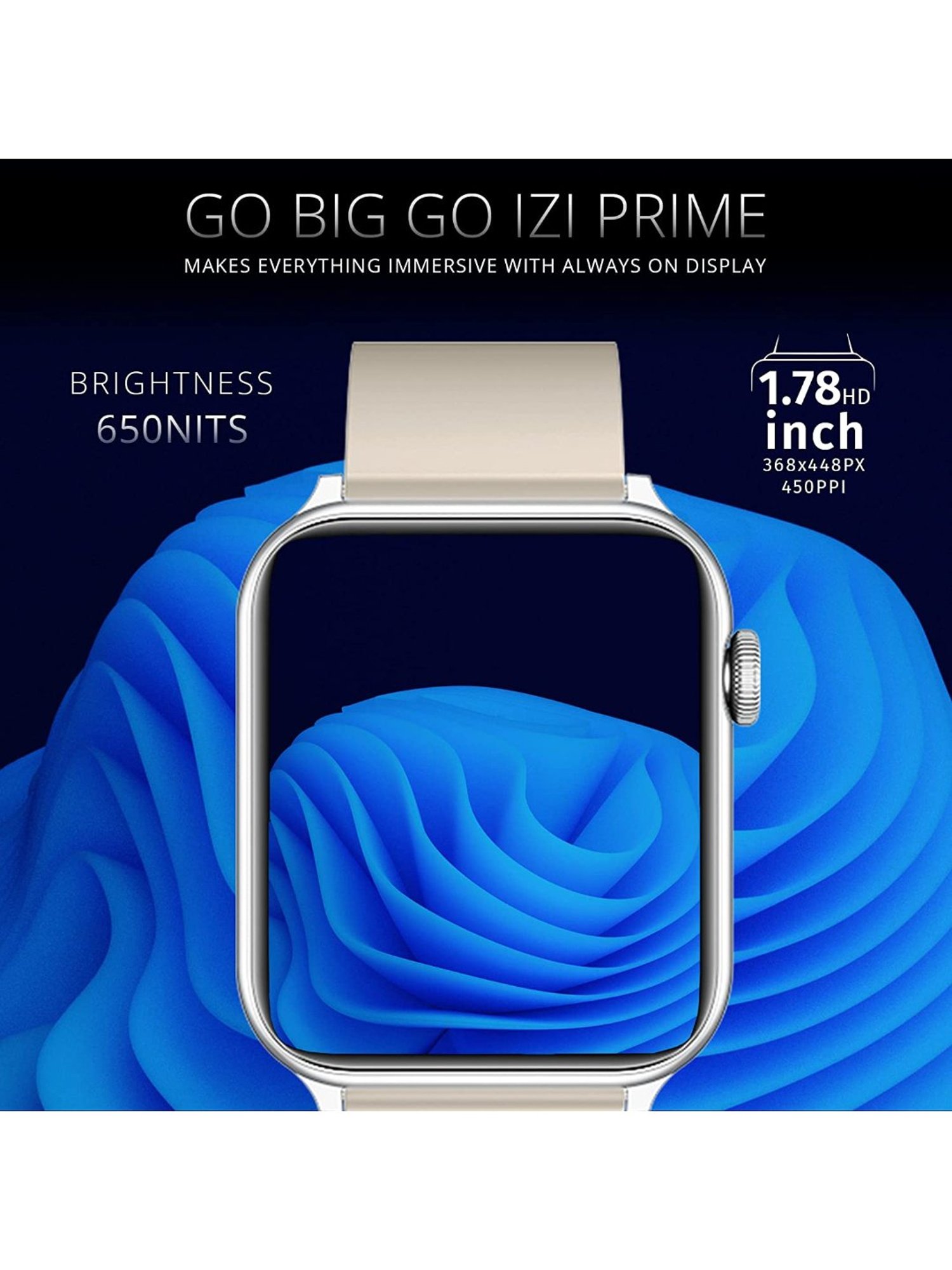 IZI Prime 1.78 inch 650 NITS Retina Amoled BT Calling Smartwatch (Starlight Gold)