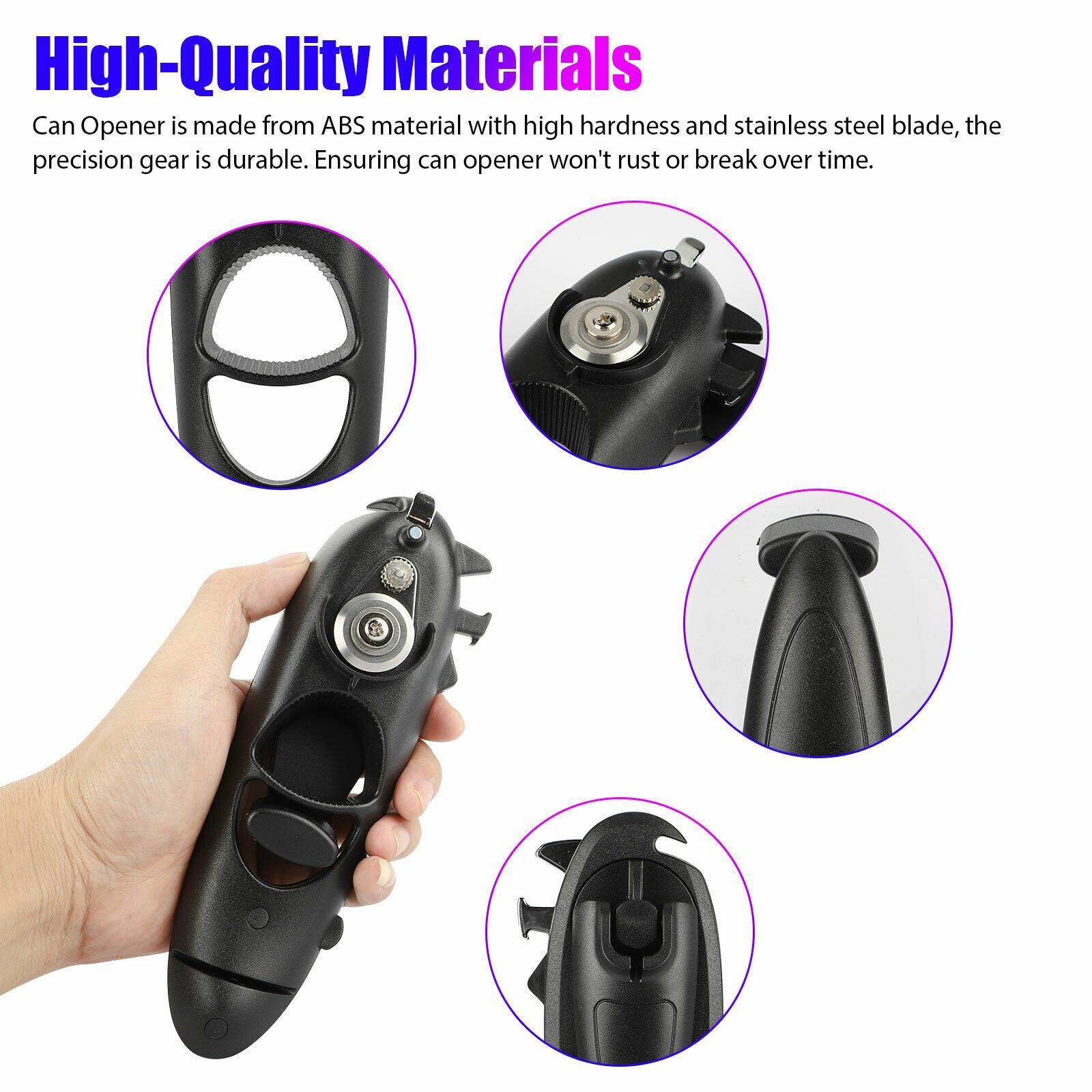 8 in 1 Manual Tin Can Opener Safe Cut Lid Smooth Edge Side Stainless Steel Tools