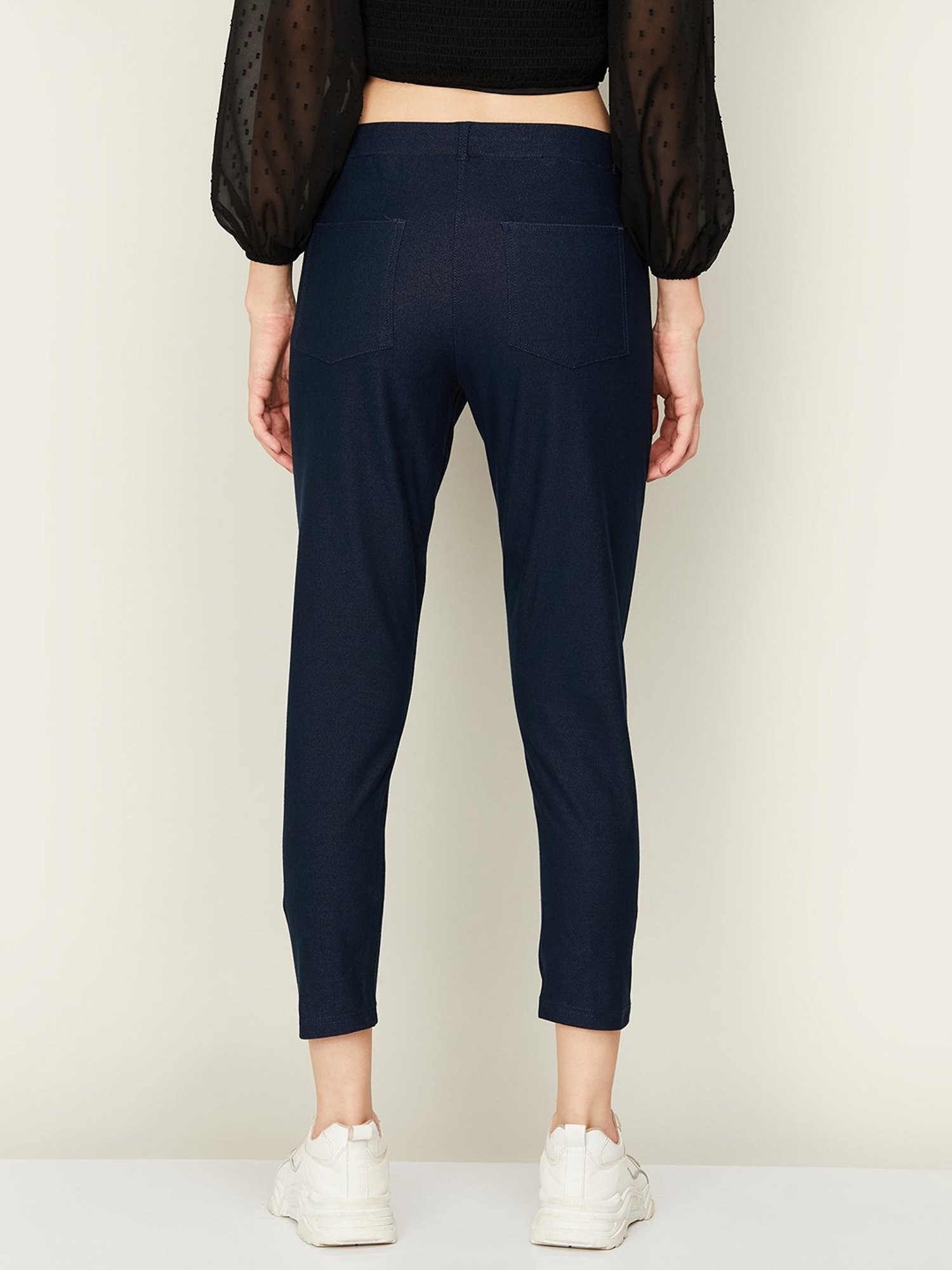 Colour Me by Melange Navy Cotton Jeggings
