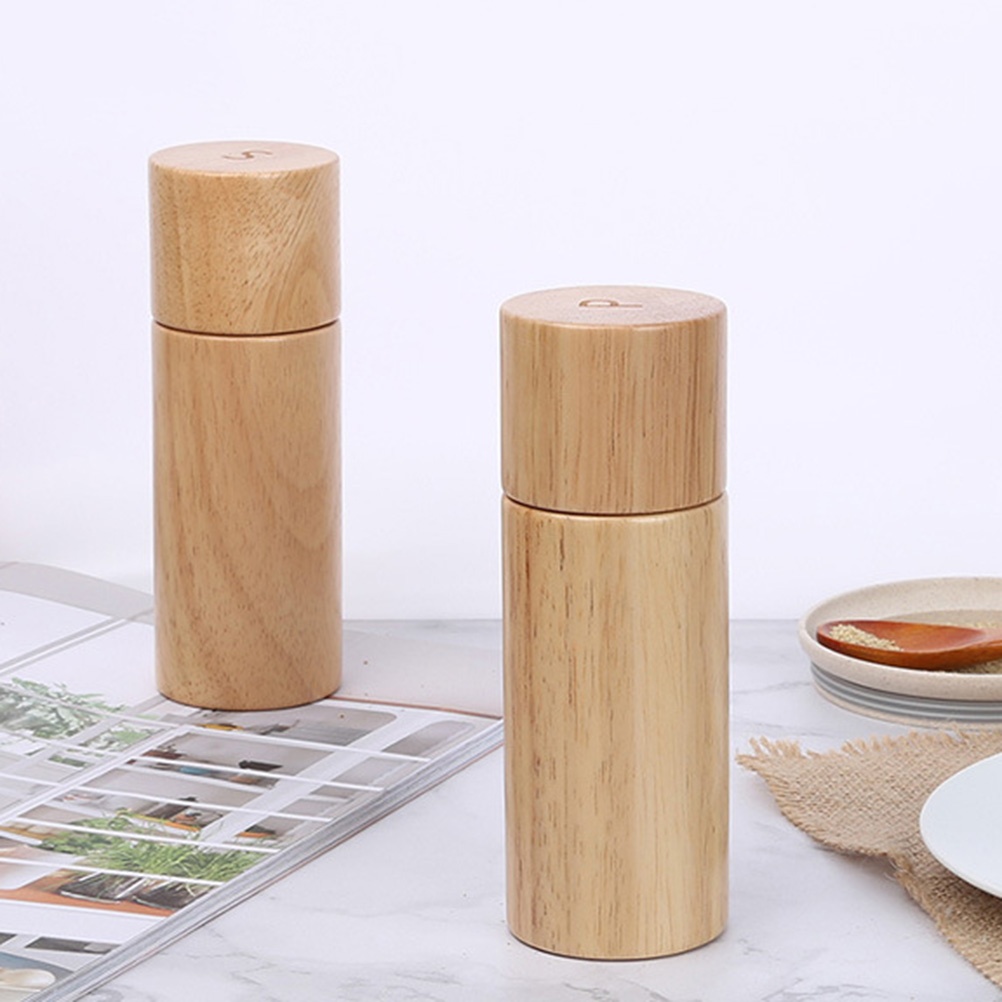 Rubber Wooden Manual Pepper Grinder Seasoning Bottles Pepper Container Peppercorn Grinder Mill