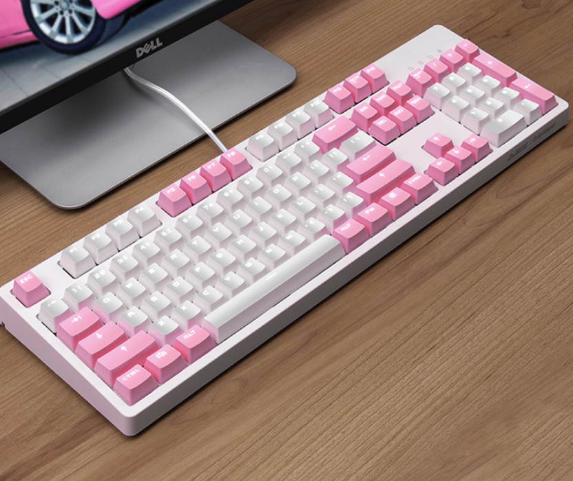 A-jazz AK535  N-key Rollover  Ergonomic Design,Cool Exterior USB Wired Cherry  MX Red Mechanical Gaming  Keyboard For Office And Game,  PBT Keycaps  - Blue Lotus ( No Light Version )