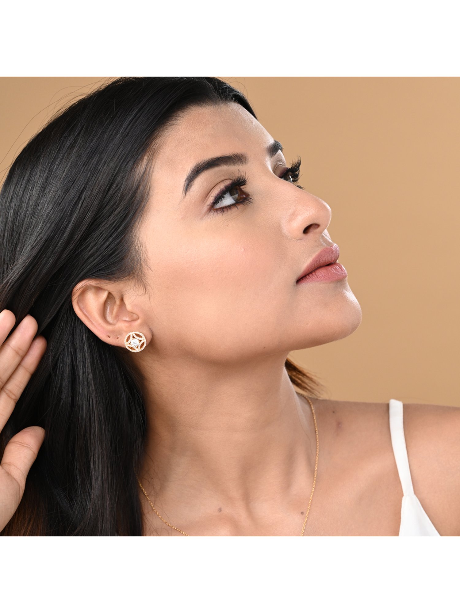 Silvermist 925 Sterling Silver Geometric Diamond Stud Earrings for Women & Girls