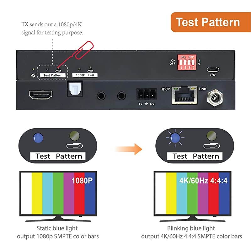 HDBaseT HDMI Extender 4K@60Hz 4:4:4 with Audio Extraction and ARC Compatible with Dolby Digital/DTS, HDR10, Upscaling, Bi-Direction IR, PoC, CEC, RS232, EDID, HDCP (JTECH-EXBT460)