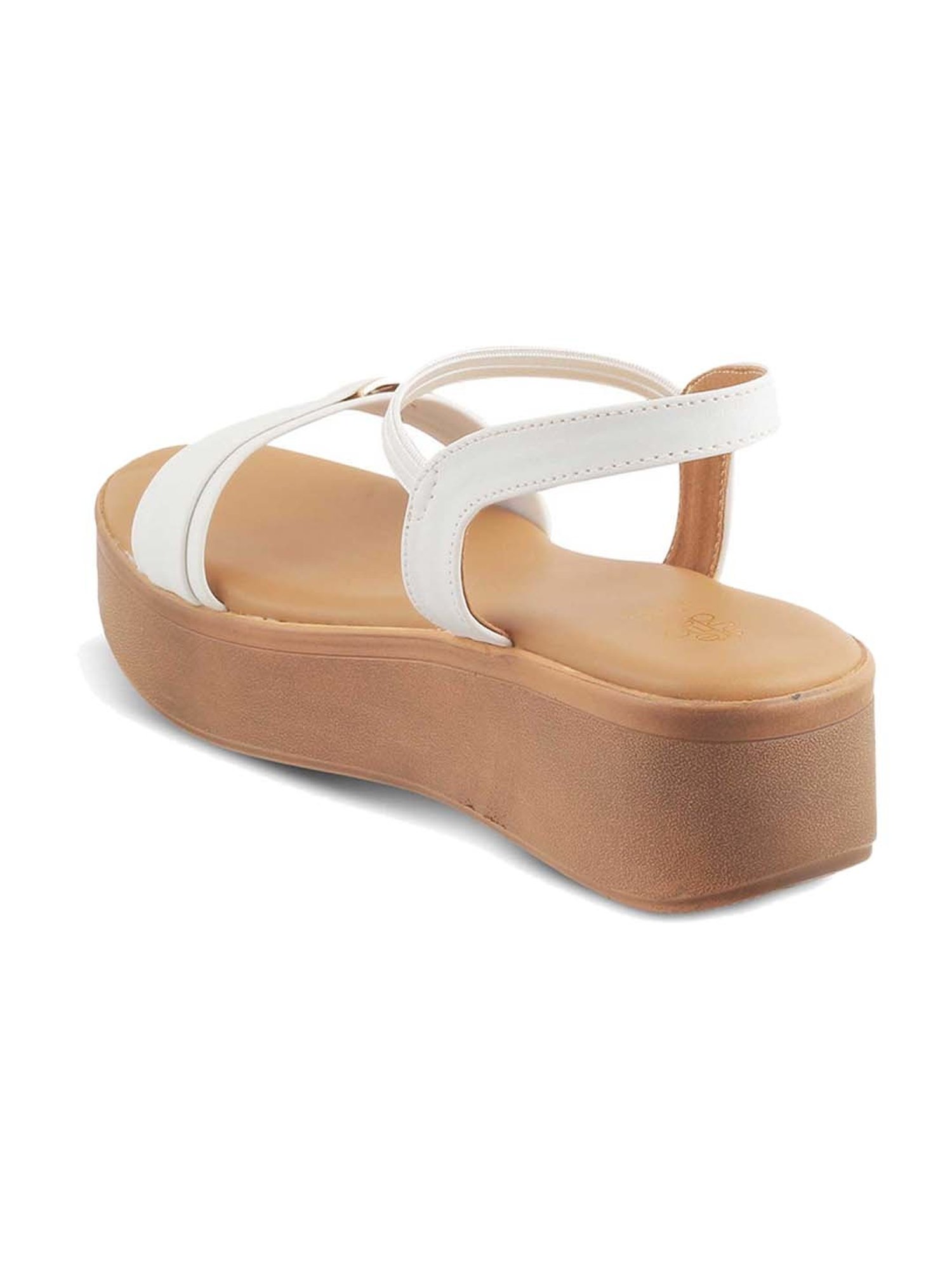 Tresmode Women's White Ankle Strap Wedges