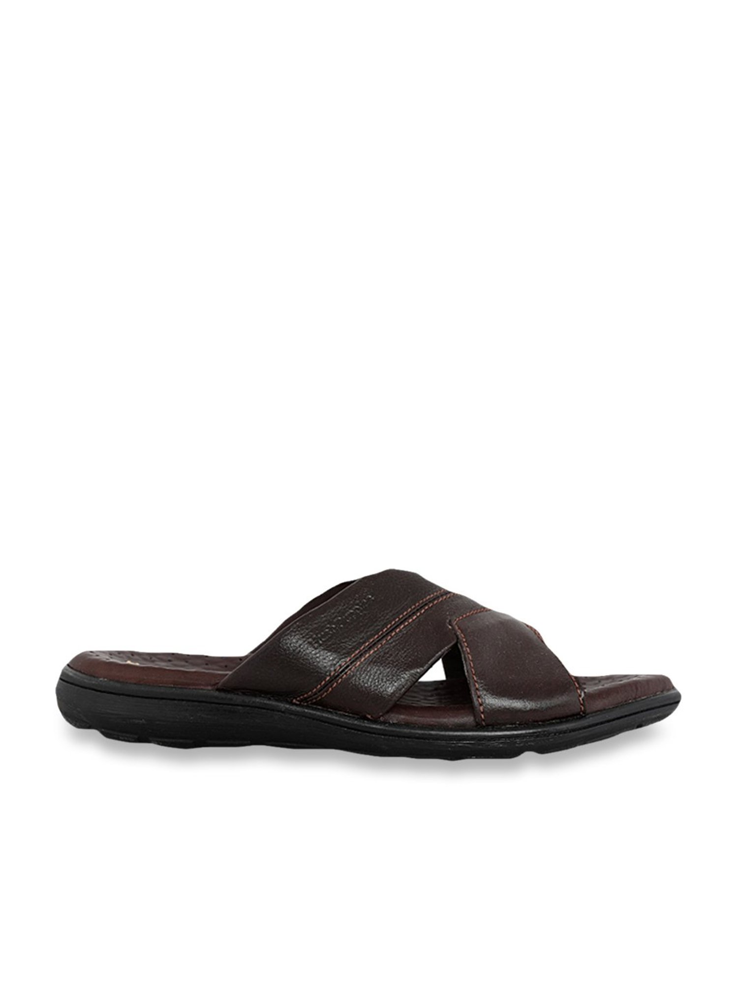 Hush Puppies by Bata Men's Charles Dark Brown Cross Strap Sandals