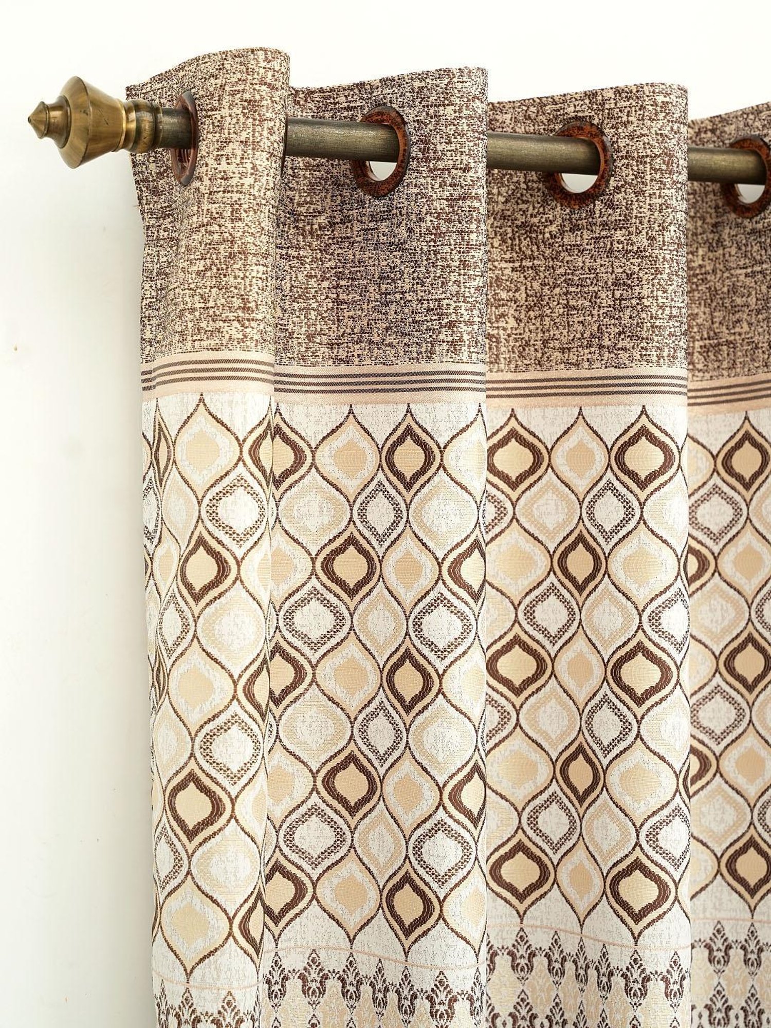 Ariana Diya Panel Brown Damask Polyester 5 ft Window Curtain