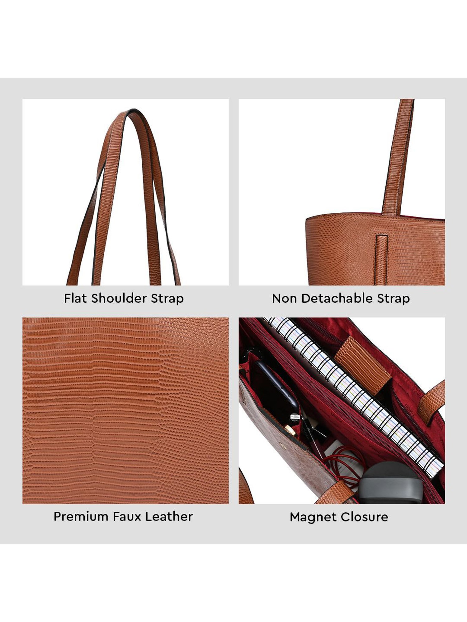 Horra Brown Textured Tote Handbag