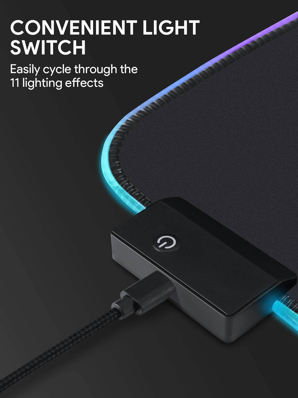 AUKEY KM-P7 RGB Gaming Mouse Pad, Water-Resistant with 11 LED Lighting Effects, Smooth Surface and Non-Slip Rubber Base 35.4&rdquo; x 15.75&rdquo; x 0.15&rdquo;