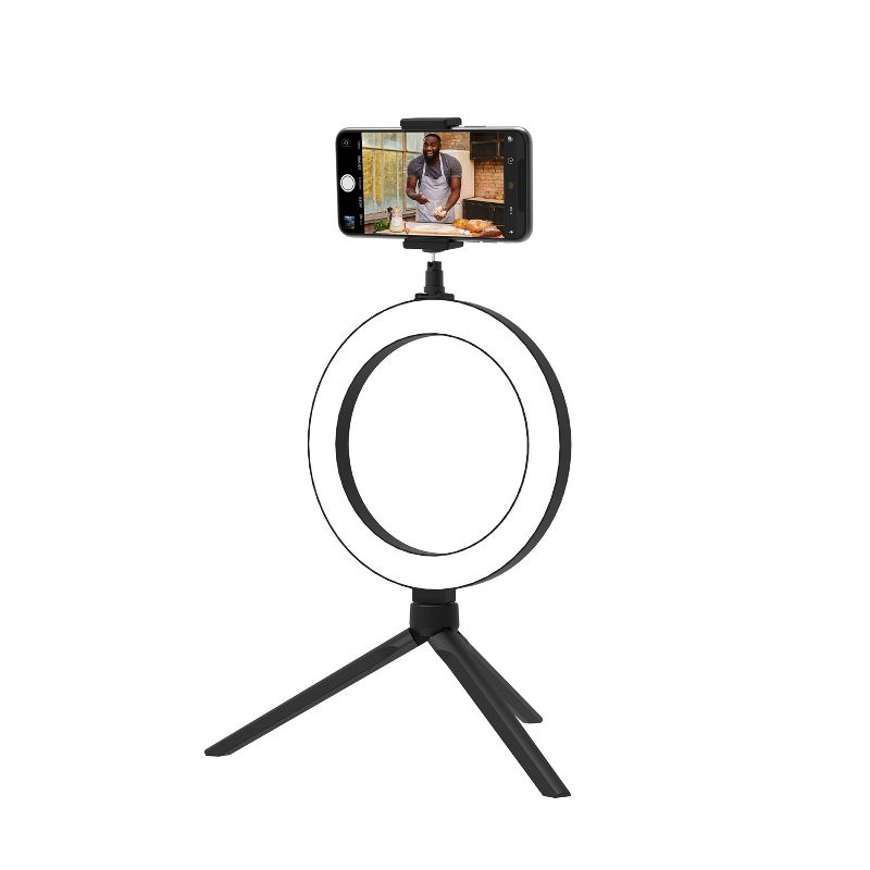 Tzumi ONAIR: Halo Light 8" Portable LED Ring Light with Stand and Phone Holder