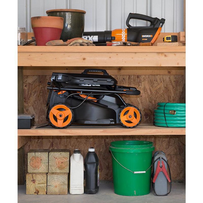 Worx WG779.9 14" Cordless Mower, 40V Li-ion Compatible, Bag and Mulch, Intellicut, Compact Storage (Tool Only)