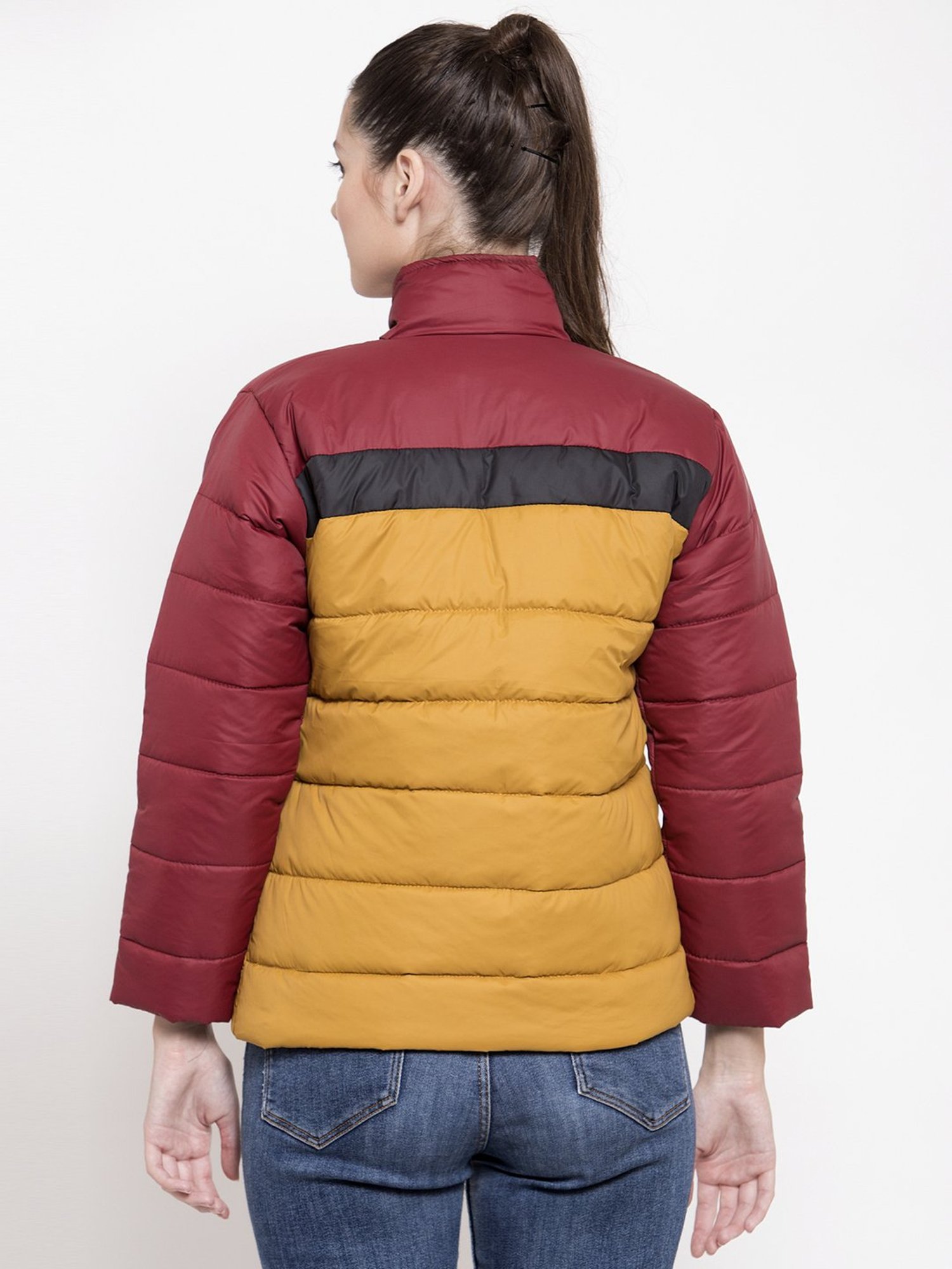 VOXATI Yellow & Maroon Regular Fit Jacket