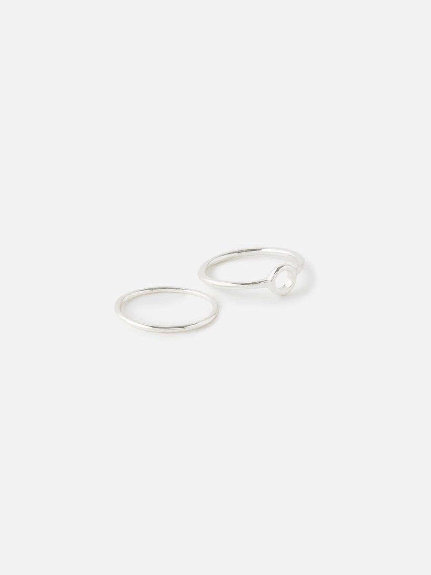 Accessorize London Cut Out Circle Silver Casual Ring (Set of 2)
