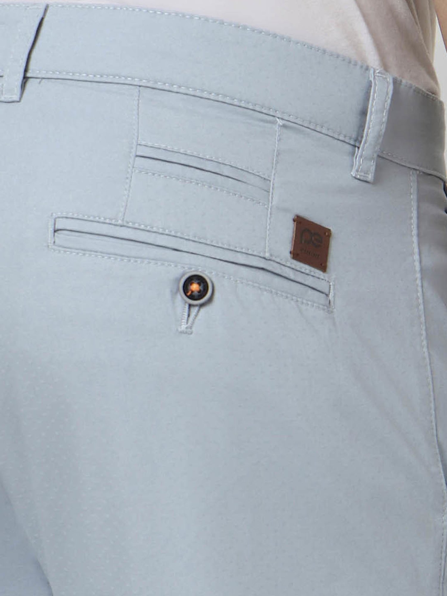 Peter England Casuals Light Blue Regular Fit Trousers