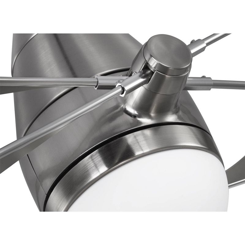 54" Monte Carlo Butterfly Brushed Steel Damp LED Ceiling Fan