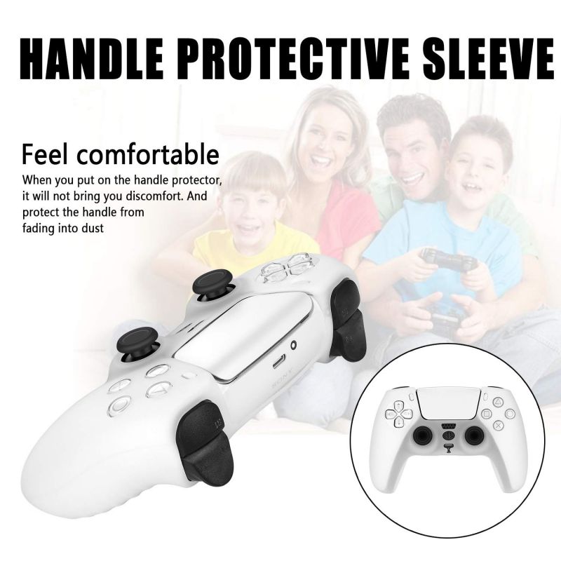 2 Pack Controller Skin and Thumb Grips for PS5 Controller,  Anti-Slip Silicone Cover Protector Case for Sony Playstation 5 Joystick/DualShock 5 with 12 Thumb Grips (Green and White)