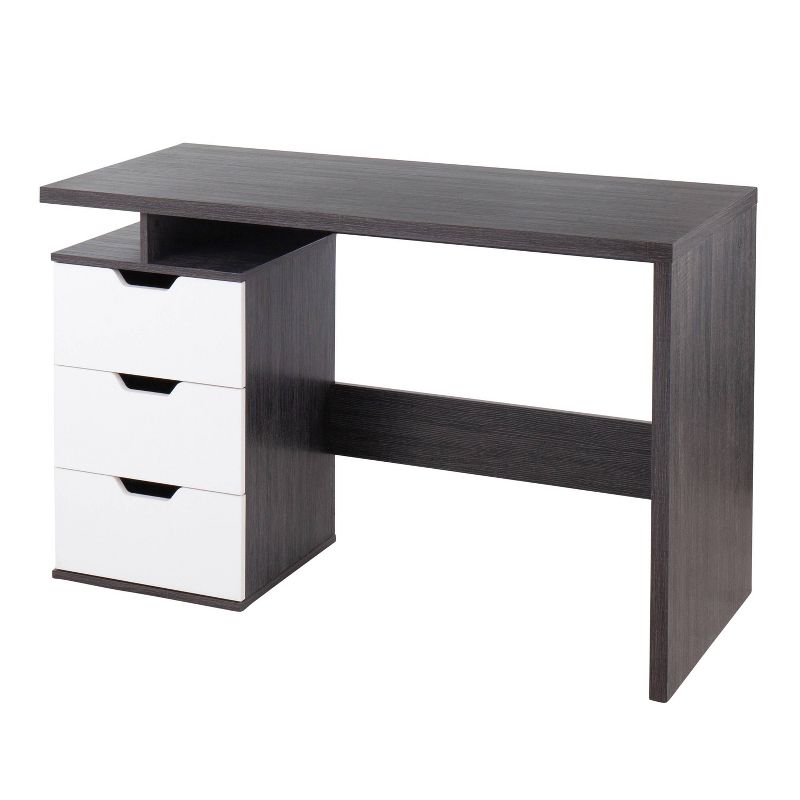 Quinn Contemporary Computer Desk Wood Charcoal/White - LumiSource