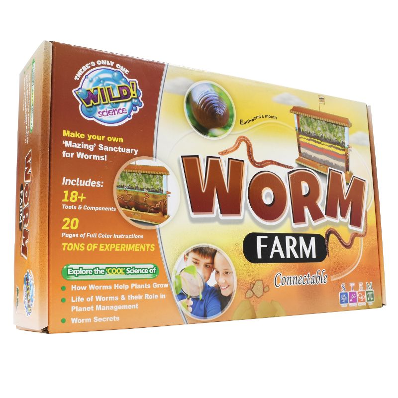 WILD! Science Worm Farm -STEM Kit for Kids Aged 6+ - Easy Assembly - Worm Farm, Colored Sand, Accessories and Education & Instruction Booklet