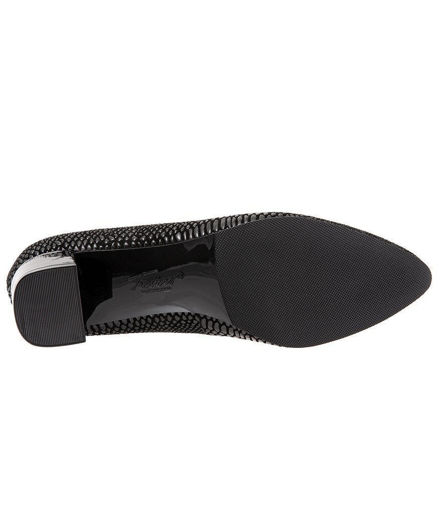 Trotters Kari Lizard Print Leather Block Heel Pumps