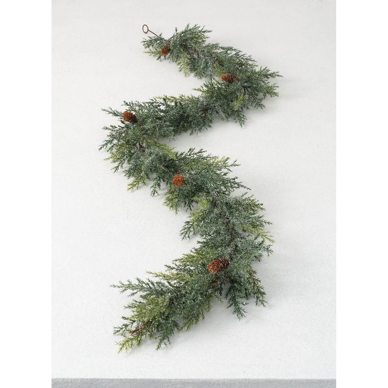 Sullivans 5.5' Frosted Arborvitae Artificial Garland 77"L Green