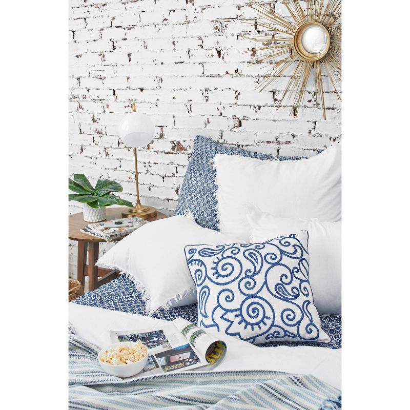 carol & frank 18" x 18" Indigo Swirl Embroidered Throw Pillow